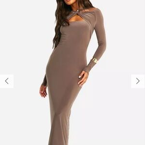 Elegant Brown Long Sleeve Dress